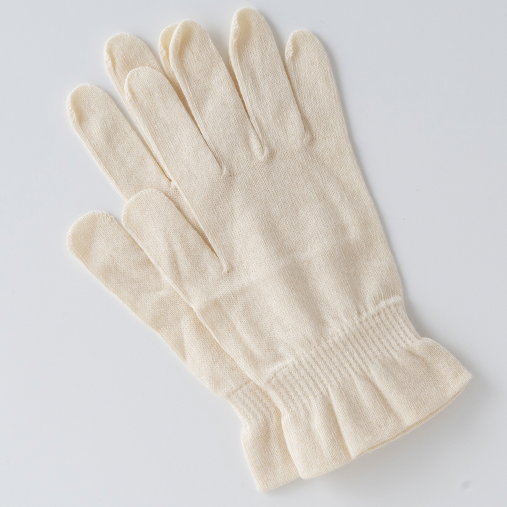 オーガニックコットン 柔らか手袋 白 女性サイズ 4011