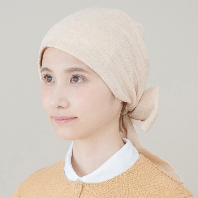 医療用帽子　バンダナ帽子　茶綿　イメージ写真　2743　tendre　オーガニックコットン